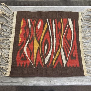 Vintage Scandinavian Wall Tapestry | Mid Century Woven Textile | Retro Geometric Abstract Hanging | Boho Wall Decor | Nordic Wall Hanging