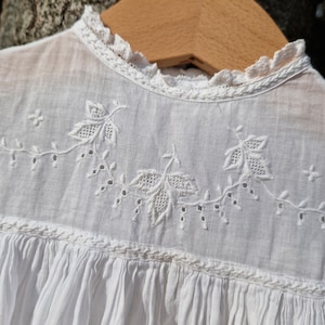 Vintage Hand-Embroidered Christening Gown: Early 1900s Cotton Baptism Dress