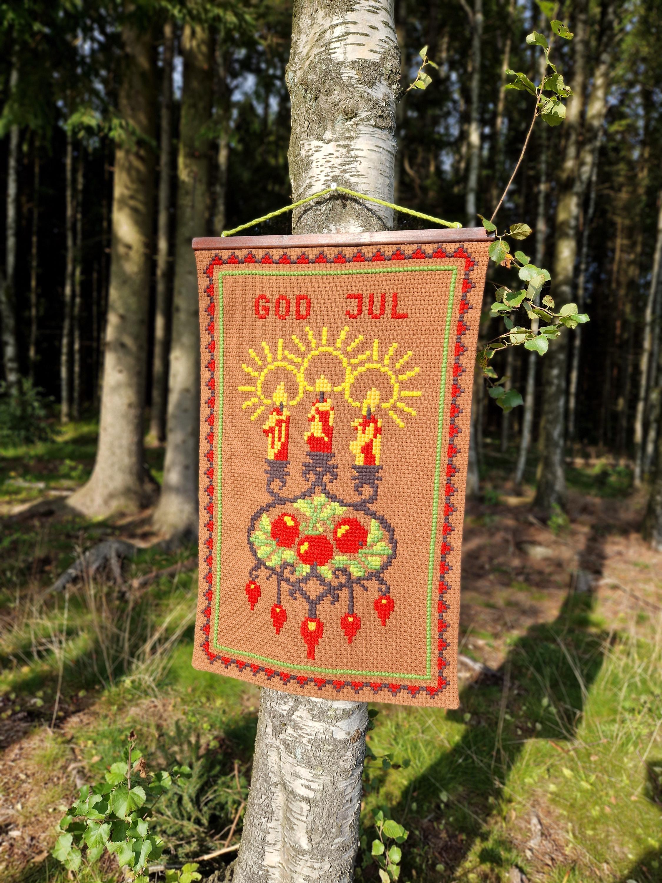 Sweden＊GOD JUL＊Christmas tapestry・* Vintage Swedish Santa Print God Jul Merry Christmas Tapestry
