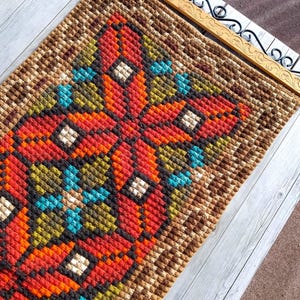 Vintage Norwegian Wool Tapestry: Handwoven Folk Art Wall Hanging