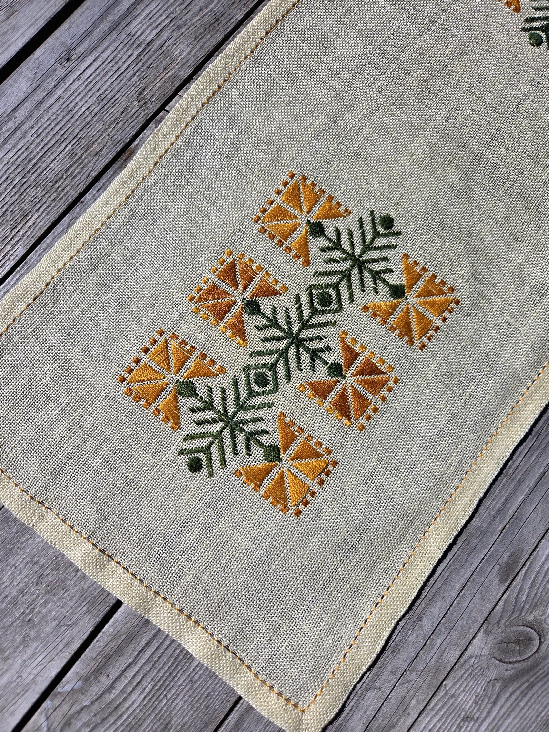 Runner Textiles Images Vintage Hardanger Table Runners Set | Yellow Embroidered Linen | Scandi ...