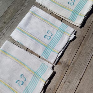 Vintage Handwoven Linen Kitchen Towels: Scandinavian 1950s Retro Decor