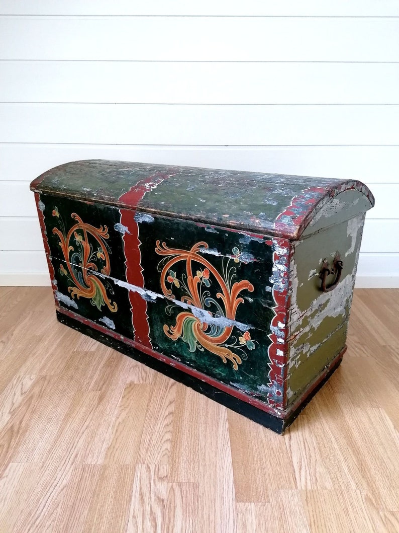 Stunning Norwegian Extra Large Antique Wooden Hope Chest Etsy
