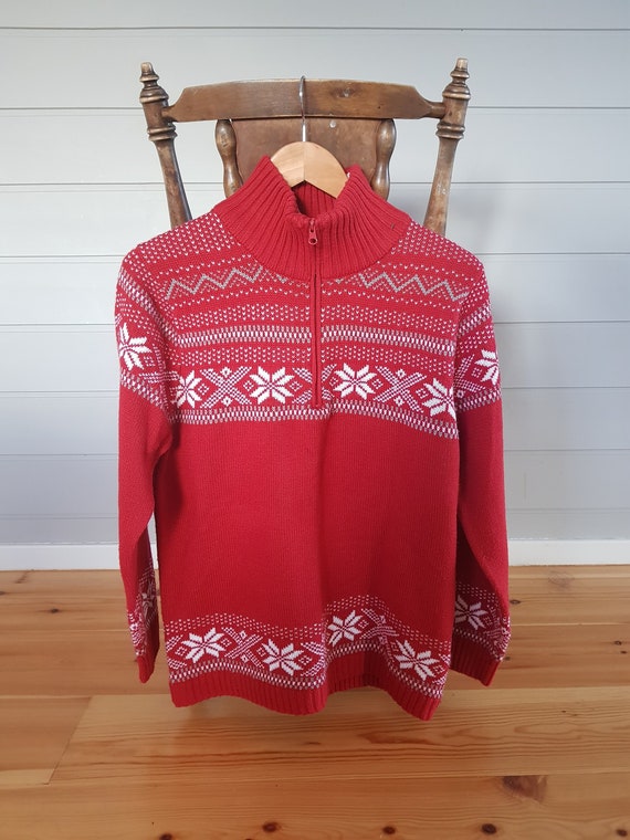Norwegian Sweater, Zippered Neck Sweater, 100% Acr