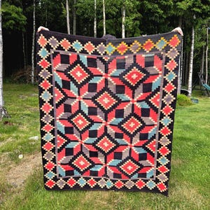 Tapeçaria antiga de lã norueguesa | Colcha de cama feita à mão com arte popular | Tecido geométrico vibrante | Tapeçaria de parede rústica | Decoração escandinava boho