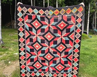 Antique Norwegian Wool Tapestry | Handwoven Folk Art Bed Cover | Vibrant Geometric Textile | Rustic Wall Hanging | Boho Scandinavian Decor
