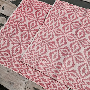 Vintage Red and White Double Weave Cotton Fabric (23x23 inches)