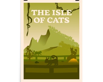 The Isle of Cats (Green) Board Game Poster - Minimalist Travel Wall Art - Officially Authorised Accessory