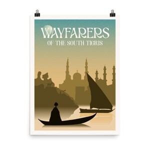 Bordspelposter Wayfarers of the South Tigris - Minimalistische reiskunst aan de muur - Officieel geautoriseerd accessoire