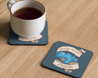 Chaotic Neutral, I Like To Keep My Options Open - TTRPG - Tabletop Gaming Inspired Drinks Coaster
