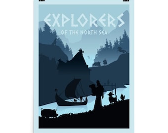 Explorers of the North Sea Board Game Poster - Minimalist Travel Wall Art - Officially Authorised Accessory