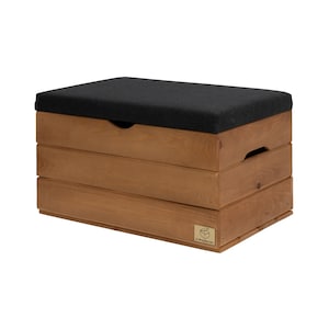 Gepolsterte Holzbank: Nussbaum, 60x40x36cm