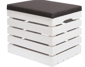 Banc et coffre de rangement - Tabouret rembourré en bois, tabouret banc avec espace de rangement, caisse (50 x 40 x 45 cm) 11 couleurs