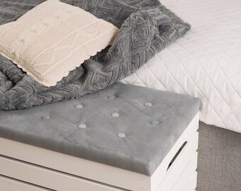 Upholstered Storage Bench – Wooden Crate Stool Seat (80x40x45 cm)