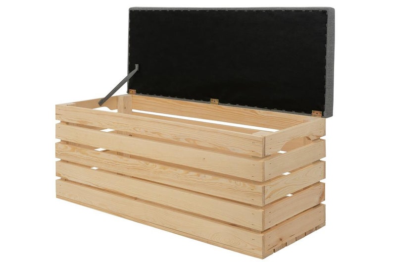 Bank mit Stauraum, Schuhschrank, Flurbank, Hocker, Holzbank, Hocker mit Stauraum, Truhe 100 x 40 x 44 cm Bild 2