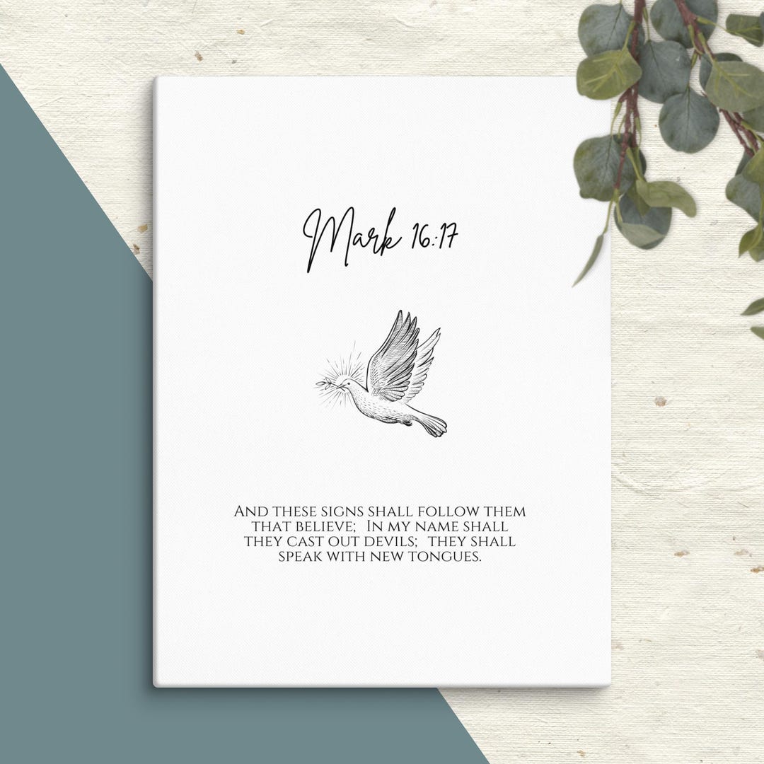 Holy Spirit Gifts Mark 16:17 Bible Verse Christian Wall Art Canvas - Etsy