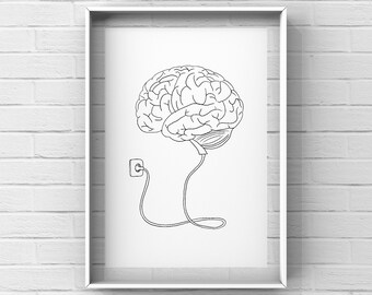 DOWNLOAD Brain charging, brain current, brain anatomy, medical art, doctor's office decor, doctor, medical professional, medical student