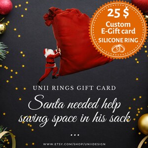 Cartão-presente personalizado para impressão, vale-presente pessoal, cupom de presente para 2 anéis de silicone, presente digital de Natal, presente de última hora, Papai Noel 4