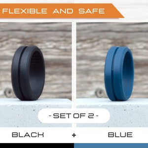 Mens silicone ring set, 2 Silicone Rings Men, Rubber rings, Rubber wedding band men, Fitness Ring men, Flexible ring, Men Silicon Ring Gift