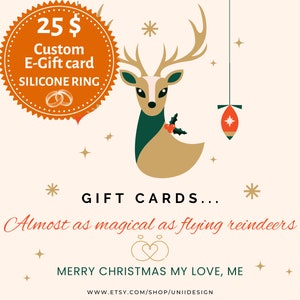 Aangepaste cadeaubon afdrukbaar, persoonlijke cadeaubon, couponcadeau voor 2 siliconen ringen, digitaal kerstcadeau, last minute cadeau rendier 1