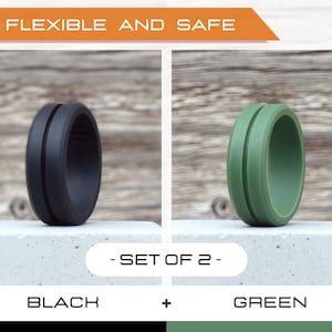 Mens silicone ring set, 2 Silicone Rings Men, Rubber rings, Rubber wedding band men, Fitness Ring men, Flexible ring, Men Silicon Ring Gift