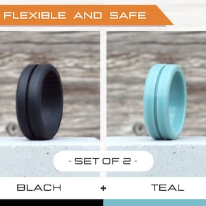 Mens silicone ring set, 2 Silicone Rings Men, Rubber rings, Rubber wedding band men, Fitness Ring men, Flexible ring, Men Silicon Ring Gift