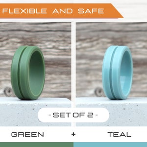 Mens silicone ring set, 2 Silicone Rings Men, Rubber rings, Rubber wedding band men, Fitness Ring men, Flexible ring, Men Silicon Ring Gift