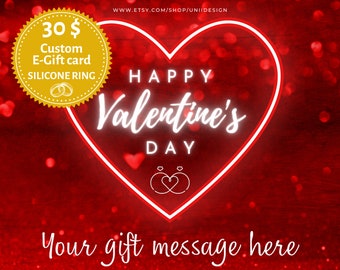 Valentines Gift for Him, Custom Gift Card for 3 mens silicone rings, Coupon Gift for Him, Gift valentins day, Long Distance Gift Certificate