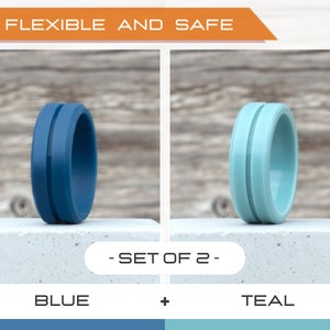Mens silicone ring set, 2 Silicone Rings Men, Rubber rings, Rubber wedding band men, Fitness Ring men, Flexible ring, Men Silicon Ring Gift