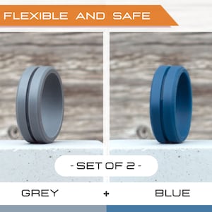 Mens silicone ring set, 2 Silicone Rings Men, Rubber rings, Rubber wedding band men, Fitness Ring men, Flexible ring, Men Silicon Ring Gift