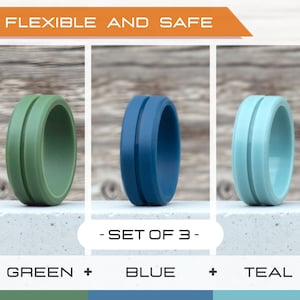 Mens silicone ring set, 3 Silicone Rings Men, Rubber rings, Rubber wedding band men, Fitness Ring men, Flexible ring, Men Silicon Ring Gift