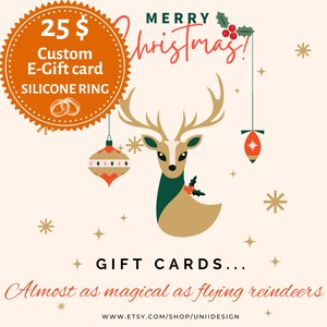 Aangepaste cadeaubon afdrukbaar, persoonlijke cadeaubon, couponcadeau voor 2 siliconen ringen, digitaal kerstcadeau, last minute cadeau rendier 2