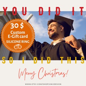 Carte cadeau personnalisée imprimable, chèque-cadeau personnel, coupon cadeau pour 3 bagues en silicone, cadeau de Noël numérique, carte cadeau de félicitations 2