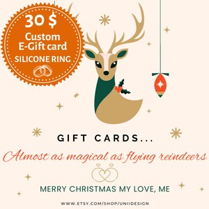 Aangepaste cadeaubon afdrukbaar, persoonlijke cadeaubon, couponcadeau voor 3 siliconen ringen, digitaal kerstcadeau, last minute cadeau rendier 1