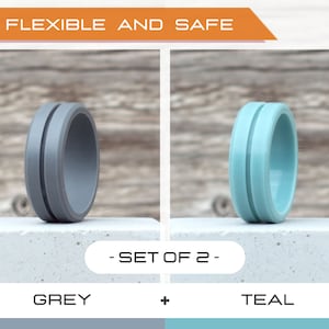 Mens silicone ring set, 2 Silicone Rings Men, Rubber rings, Rubber wedding band men, Fitness Ring men, Flexible ring, Men Silicon Ring Gift