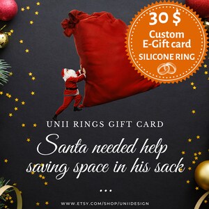 Cartão-presente personalizado para impressão, vale-presente pessoal, cupom de presente para 3 anéis de silicone, presente digital de Natal, presente de última hora, Papai Noel 4