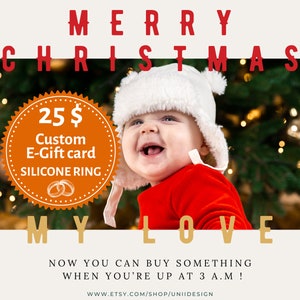 Cartão-presente personalizado para impressão, vale-presente pessoal, cupom de presente para 2 anéis de silicone, presente digital de Natal, presente de última hora para ele 1