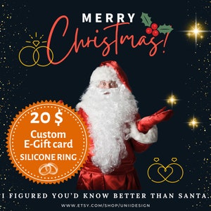 Cartão de presente personalizado para impressão, vale-presente pessoal, cupom de presente para anel de silicone masculino, presente de Natal digital, presente de última hora, Papai Noel 1