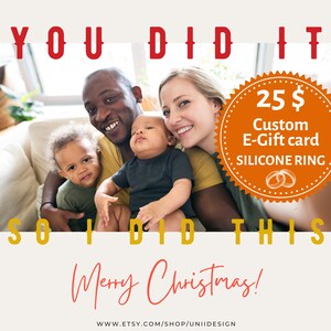 Aangepaste cadeaubon afdrukbaar, persoonlijke cadeaubon, couponcadeau voor 2 siliconen ringen, digitaal kerstcadeau, last-minute cadeau voor hem 2