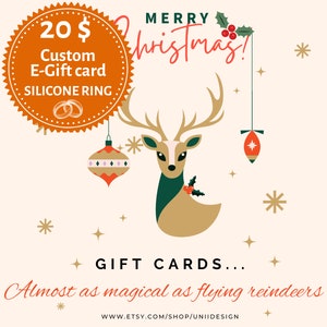 Aangepaste cadeaubon afdrukbaar, persoonlijke cadeaubon, couponcadeau voor siliconen ringen, digitaal kerstcadeau, last-minute cadeau, rendier 2