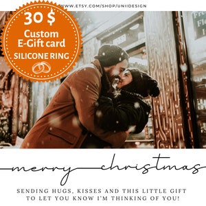 Aangepaste cadeaubon afdrukbaar, persoonlijke cadeaubon, coupon cadeau voor 3 heren siliconen ringen, digitale kerstcadeau, lange afstand cadeau 3