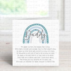 Carte fête des pères papa | Carte de fête des pères | Carte personnalisée pour papa | Première fête des pères | Carte poème papa