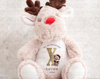 Personalised Christmas teddy | Baby's 1st Christmas gift | First xmas keepsake | Reindeer soft toy