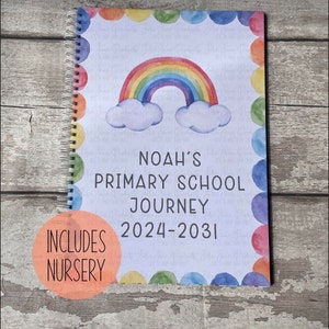 First day of school gift | With Nursery | Starting school gift | Personalised school keepsake book | School journey journal | Photo prop