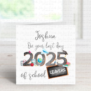 Carte de fin d'études | Promotion 2025 | Carte personnalisée | Cadeau dernier jour d'école
