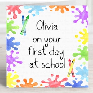 Carte premier jour d'école | Carte porte-bonheur personnalisée | Carte scolaire pour garçons | Carte scolaire pour filles