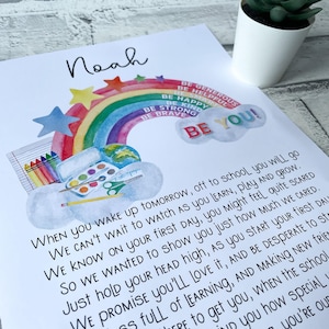 Cadeau pour la rentrée des classes | Cadeau scolaire personnalisé | Carte scolaire de départ | Cadeau pour fils, fille | Cadeau souvenir