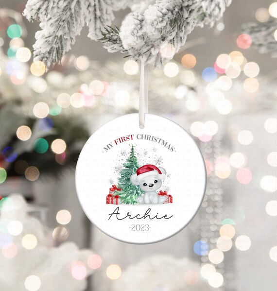 Personalised baby first hotsell christmas tree decorations