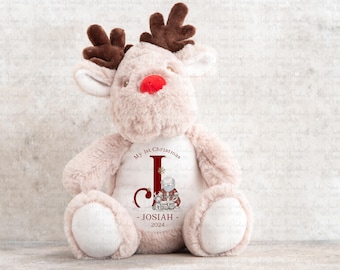 Personalised Christmas teddy | Baby's 1st Christmas gift | First xmas keepsake | Reindeer soft toy