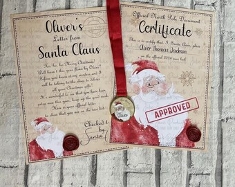 Personalised Santa letter | Santa letter | Nice list certificate | Nice list medal | Wax sealed | Stocking filler | Christmas Eve